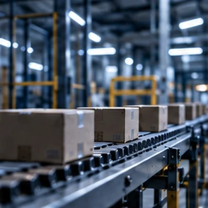 Cajas sobre una faja transportadora